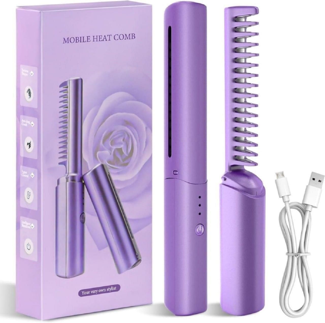 Rechargeable Mini Adjustable Hair Straightener Hot Comb