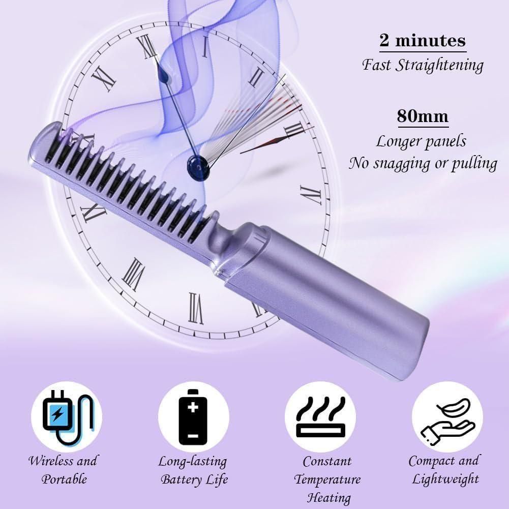 Rechargeable Mini Adjustable Hair Straightener Hot Comb