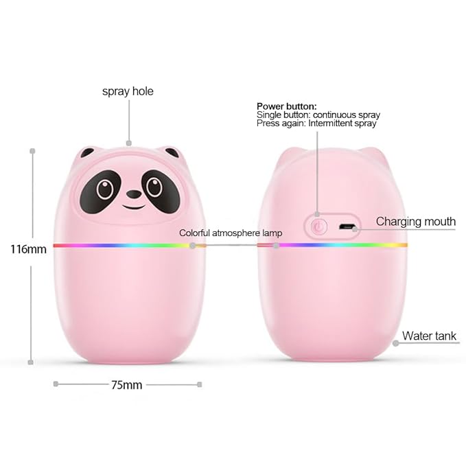 Portable Mini Panda Humidifier with Multicolor Night Light