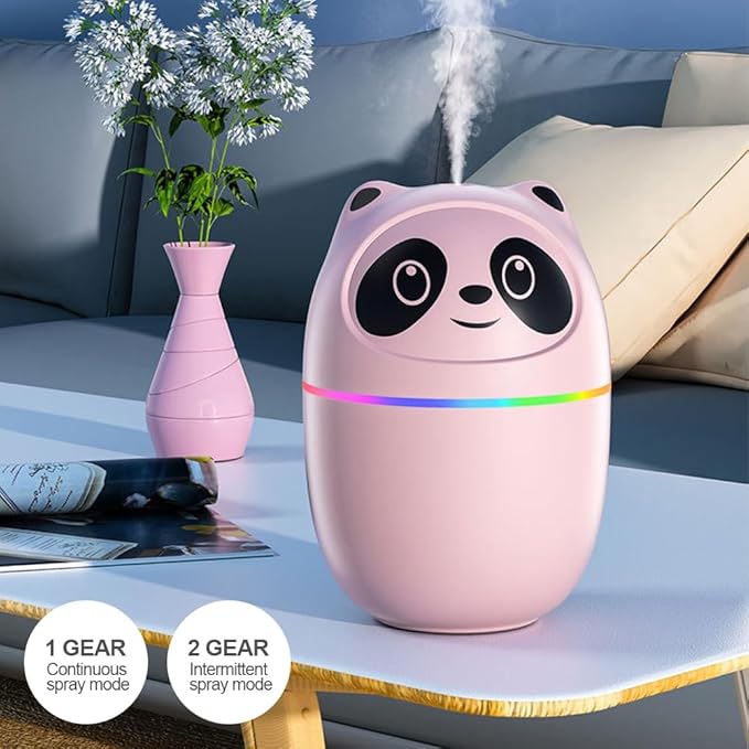 Portable Mini Panda Humidifier with Multicolor Night Light