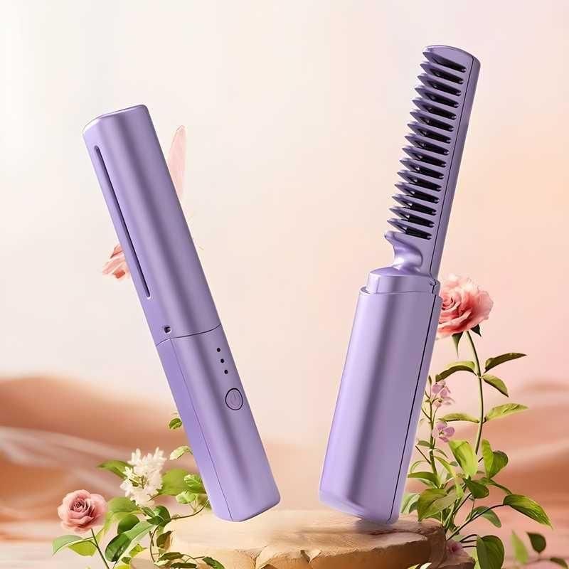 Rechargeable Mini Adjustable Hair Straightener Hot Comb