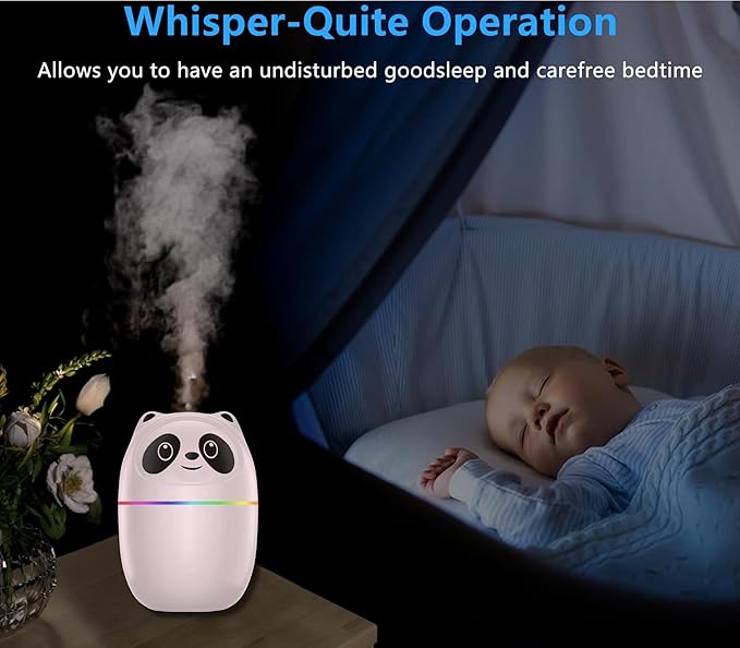 Portable Mini Panda Humidifier with Multicolor Night Light