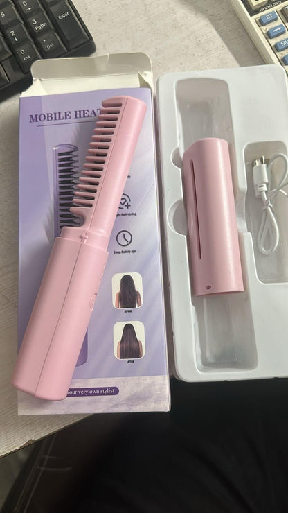 Rechargeable Mini Adjustable Hair Straightener Hot Comb